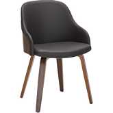 Bacci Dining Accent Chair in Walnut Wood & Brown Leatherette